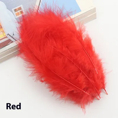 Feather Decoration Colorful Turkey Feather Pointed Tail Diy Handmade Red - Shop at LoveMi