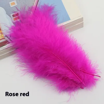 Feather Decoration Colorful Turkey Feather Pointed Tail Diy Handmade Rose Red - Shop at LoveMi