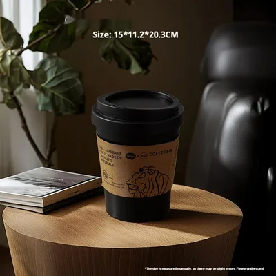 New Creative Coffee Cup Desktop Trash Bin Black - Shop at LoveMi