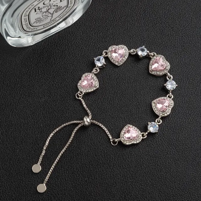 Loving Heart Zircon Pull out Bracelet Light Luxury Minority Design Pink - Shop at LoveMi