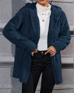 New Warm Fashion Vertical Stripe Double-sided Bejirog Hooded Jacket - Navy Blue