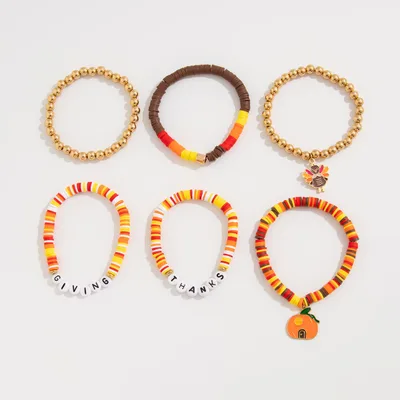 Thanksgiving Maple Leaf Acrylic Creative Handmade Polymer Clay Beaded Bracelet Suit Style05530 - Shop at LoveMi