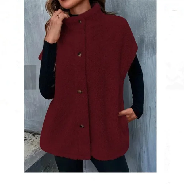 Women's Autumn And Winter Plush Vest Cardigan Red - Shop at LoveMi