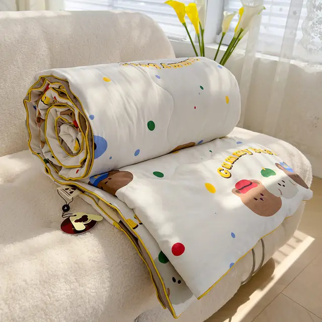 Washed Cotton Double layer Yarn Summer Blanket Class A Maternal And Child Grade Airable Cover Retro Bear - Shop at LoveMi