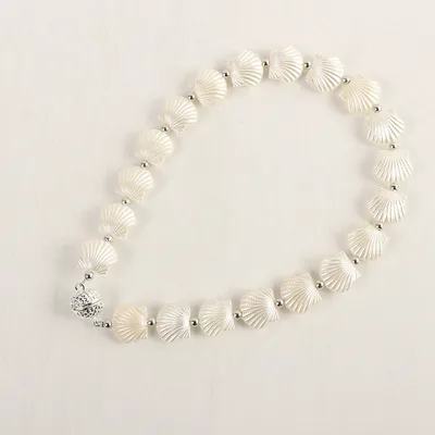 Gold And Silver Pearl Chain Magnetic Snap Bracelet Magnetic Snap Shell Silver - Shop at LoveMi