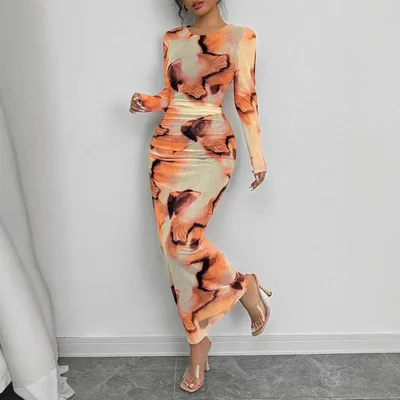 Elegant Graceful Double Layer Round Collar Gauze Dress Long Q4124 - Shop at LoveMi