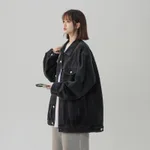 American Retro Loose Versatile Denim Jacket - Black