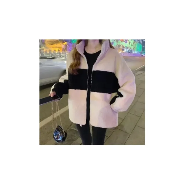 Lamb Down Women's Autumn And Winter All matching Loose Short Casual Top Apricot - Shop at LoveMi