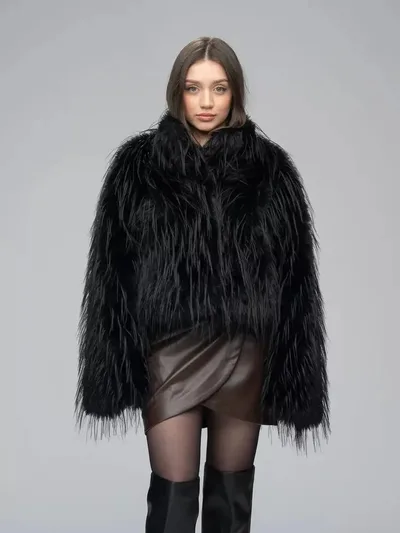 Women's Thick Plush Fashion Warm Fur Coat Black - Shop at LoveMi
