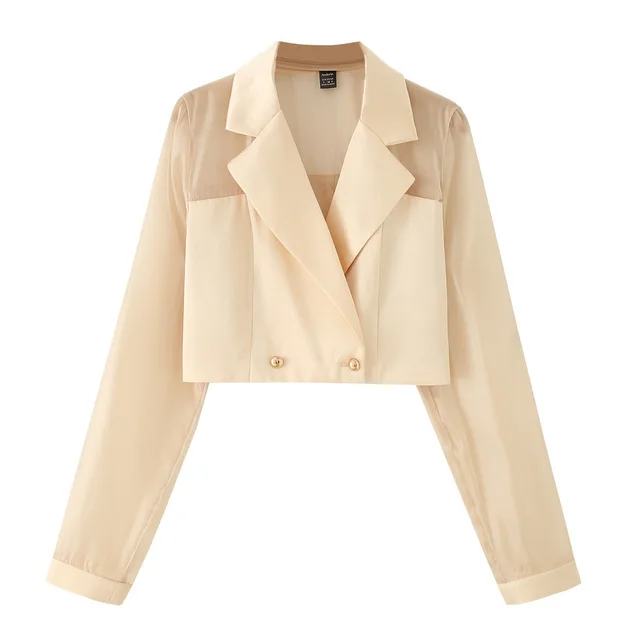 Fashionable Personalized Women's Short Thin Top Apricot - Shop at LoveMi