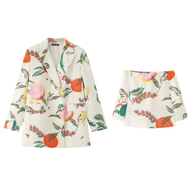 Autumn New Sweet Printed Gun Collar Suit Top Shorts Suit Suit - Shop at LoveMi