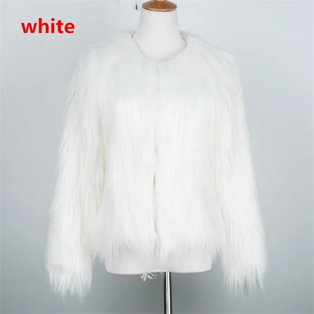 Women's Short Long Sleeve Plus Size Fur Coat White - Shop at LoveMi
