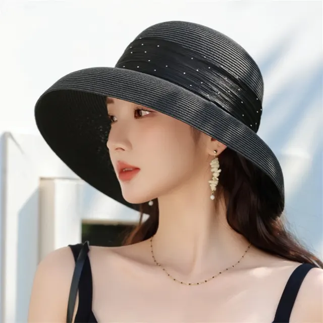 Sun Protection UV Protection Fashion New Straw Sun Hat Black - Shop at LoveMi
