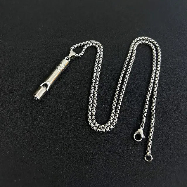 Retro Anti titanium Steel Whistle Keychain Hanging Whistle Stainless Steel Chain - Shop at LoveMi