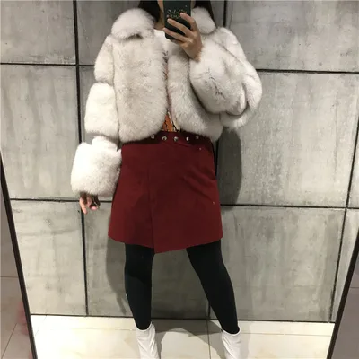 Women's Fur Stitching Lapel Artificial Fur Coat Fox Fur Natural Color - Shop at LoveMi