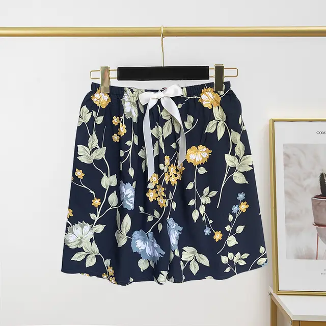 Thin Artificial Cotton Shorts Loose Casual Suitable For Daily Wear Japanese Trousers Home Shorts Blue Yellow China Rose - Shop at LoveMi