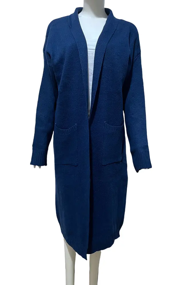 Solid Color Mid length Sweater Coat For Women Navy Blue - Shop at LoveMi