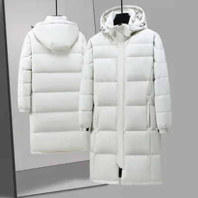 Mid length Couple Men's And Women's Winter Down Hooded Jacket White - Shop at LoveMi