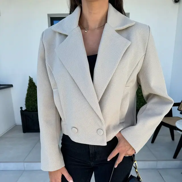 British Personalized Women's Suit Collar Woolen Jacket Apricot - Shop at LoveMi