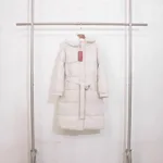 Over The Knee Hood Fur Collar Thickened Warm Cotton Coat - Beige