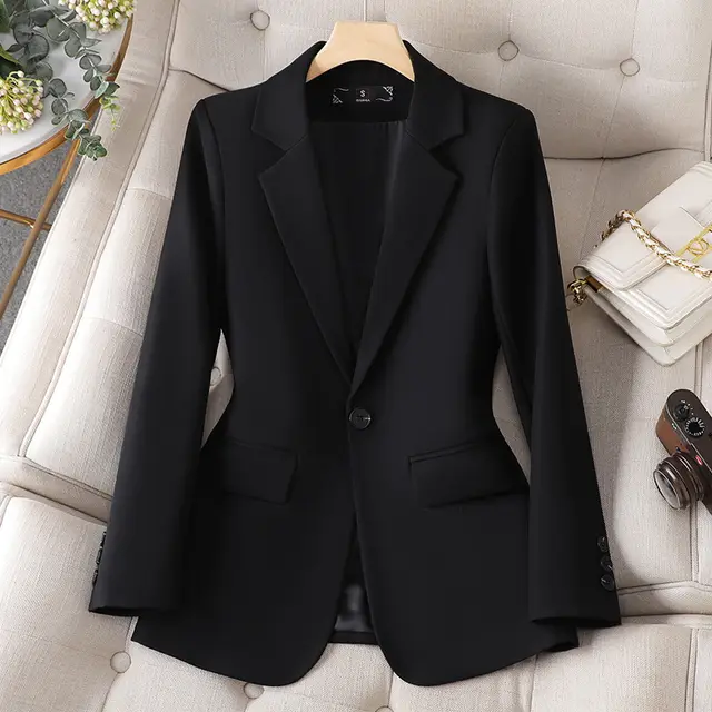 Women's Short Spring High grade Temperament Casual Suit Top Black - Shop at LoveMi