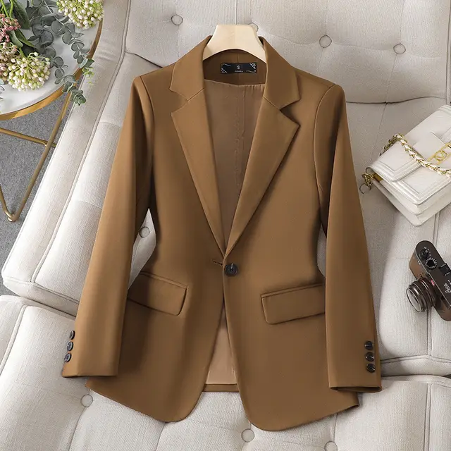 Women's Short Spring High grade Temperament Casual Suit Top Brown - Shop at LoveMi