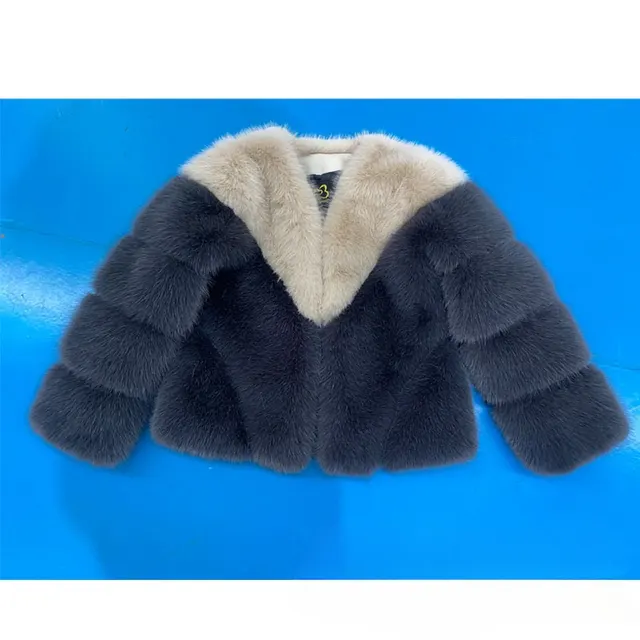 Color Matching Korean Casual Fox Fur Overcoat Beige Camel Dark Gray - Shop at LoveMi