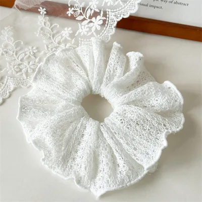 Summer Hollow Knitted Large Hair Band Women's Pure White Hair - Shop at LoveMi