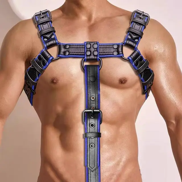 Binding Adjustable Party Shoulder Strap Fashion Trendy Suspender Blue And Black - Shop at LoveMi