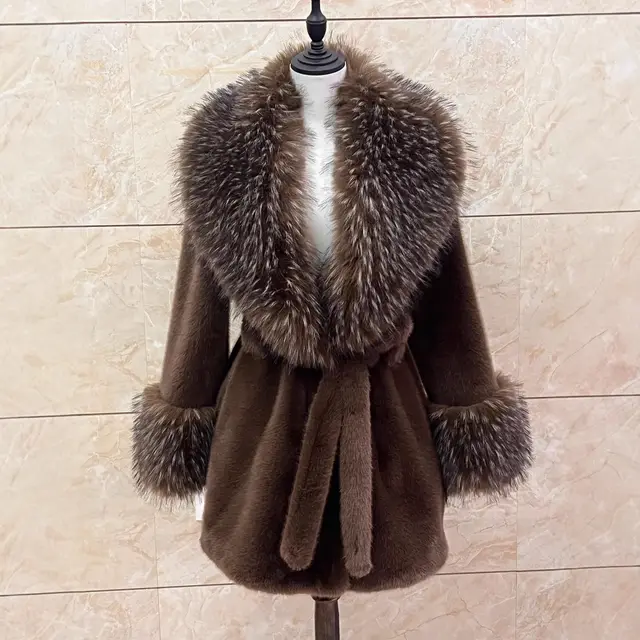 Temperament Slim Fit Women's Fur Coat Brown - Shop at LoveMi