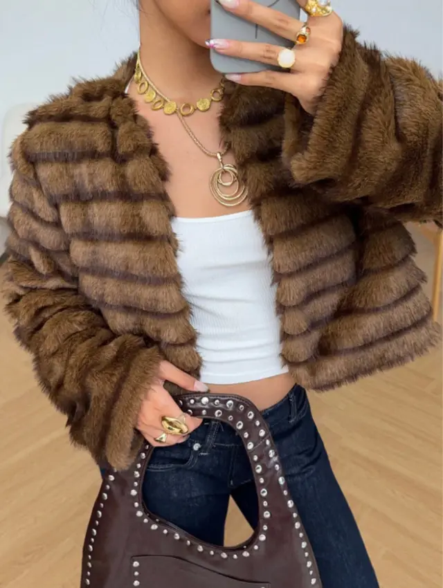 Environmental Protection Fur Integrated High grade Coat Picture Color - Shop at LoveMi