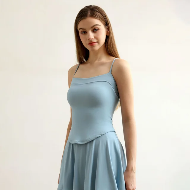 Beauty Back Exercise Vest Women's Double layer Outer Wear Fitness Yoga Baby Blue - Shop at LoveMi