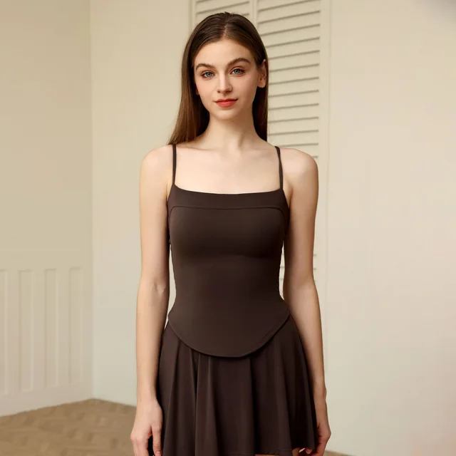 Beauty Back Exercise Vest Women's Double layer Outer Wear Fitness Yoga Ebony Brown - Shop at LoveMi