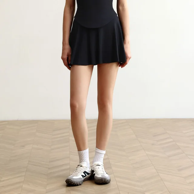 High Waist Running Sports Short Skirt Women Fake Two Pieces Black - Shop at LoveMi