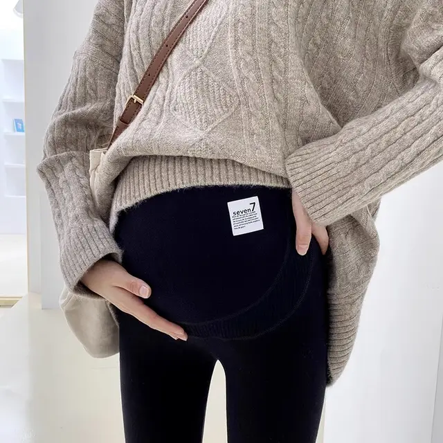 Not Tight Belly Casual Leggings High Elastic Maternity Belly Support Pants Black - Shop at LoveMi