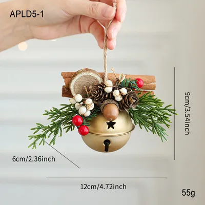 Jingling Bell Antlers Bowknot Pine Cone Mixed Pendant Show Window Hangings Golden Pine Bell - Shop at LoveMi