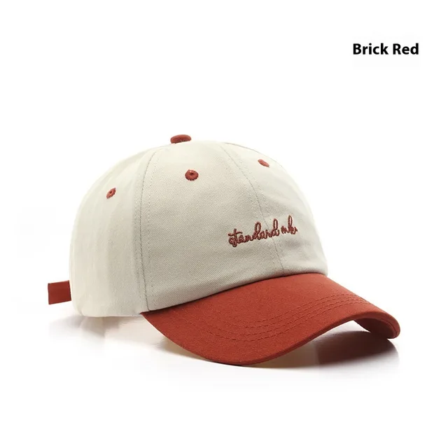Hat Korean Style Japanese Style Women's Color Matching Washed Denim Brick Red - Shop at LoveMi