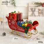 Luminous Christmas Iron Decoration With Light Ornaments Sledge - Red Gift Sledge