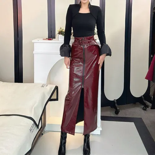 Chubby Plus Size Fashionable Temperament Slimming Suit Top Red Skirt - Shop at LoveMi