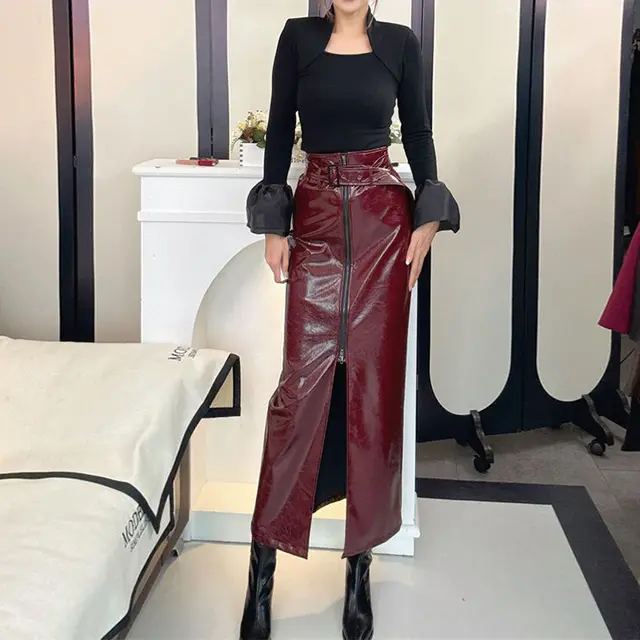 Chubby Plus Size Fashionable Temperament Slimming Suit Top Red Skirt - Shop at LoveMi