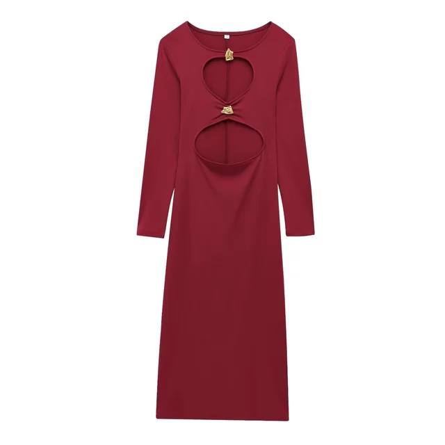 Women's Summer Sexy Slim Hip Hollow out Tube Top Long Dress Red - Shop at LoveMi