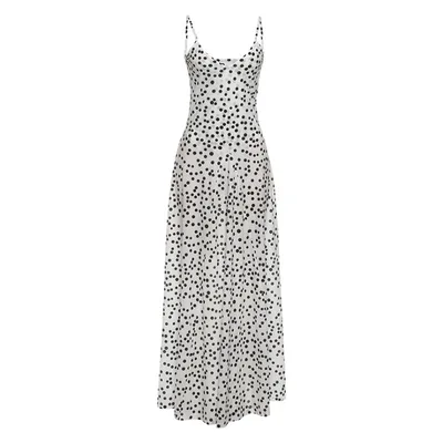 Street Shot Polka Dot Print Sleeveless Sling High Waist Dress White - Shop at LoveMi