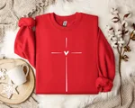 Heart-shaped Cross Casual Loose Sports Sweater - Red