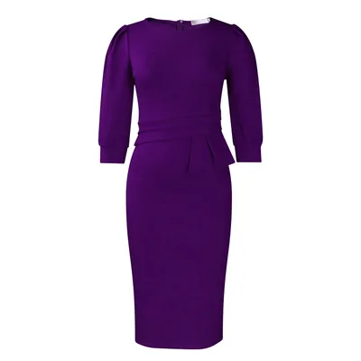Round Neck Ol Sheath African Dress Purple - Shop at LoveMi