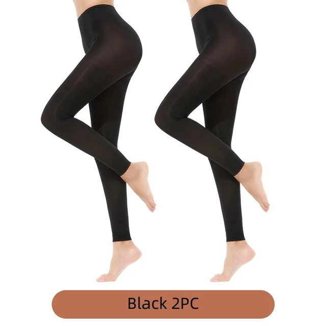 Autumn And Winter Women's Non Legged Nine Leg Bottom Pants Black 2Pc - Shop at LoveMi