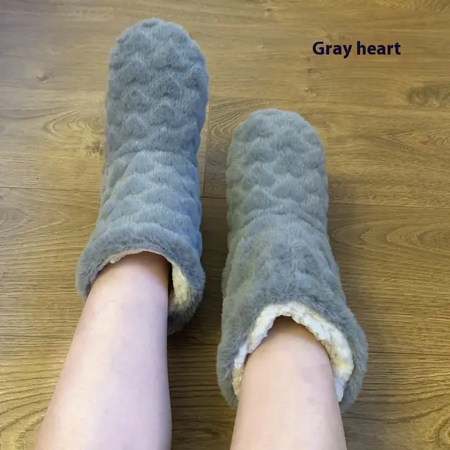 Thickened Fleece lined Indoor Shoes Dance High Tube Room Socks Dark Gray - Shop at LoveMi