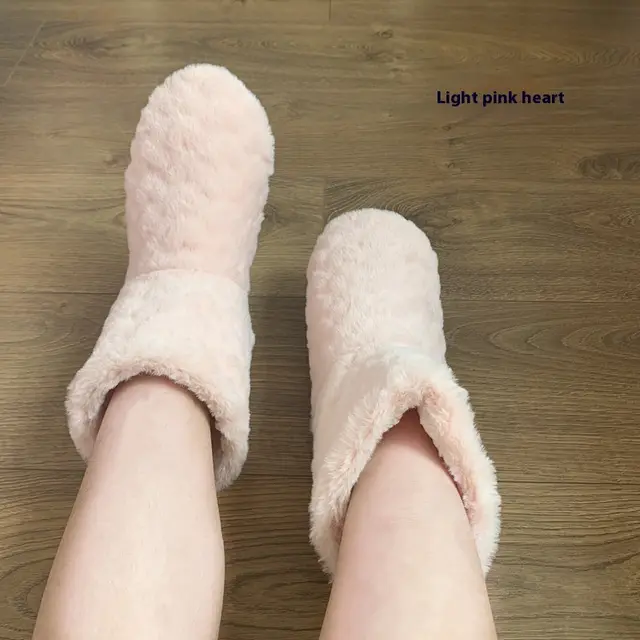 Thickened Fleece lined Indoor Shoes Dance High Tube Room Socks Pink - Shop at LoveMi