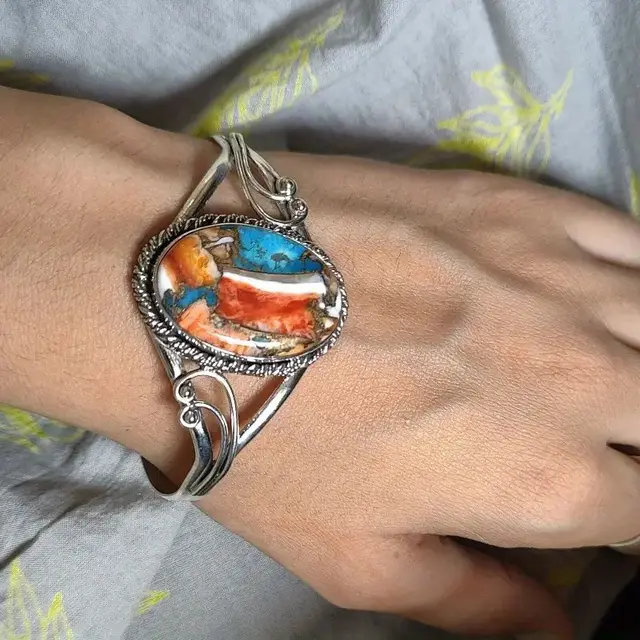 Women's Retro Oval Natural Turquoise Bracelet Silver - Shop at LoveMi