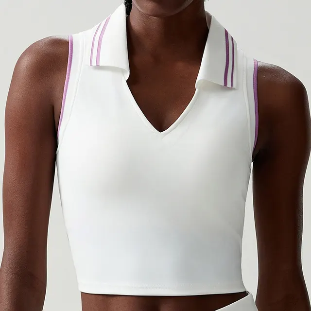Stand Collar Women's Chest Pad Plus Size Sports Vest Purplish White - Shop at LoveMi