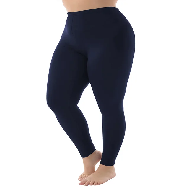 Nine Points High Elastic Solid Color Spring And Autumn Leggings Plus Size Navy Blue - Shop at LoveMi